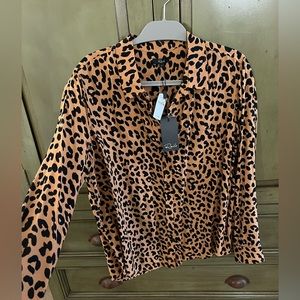 Rails - leopard button down blouse / shirt - size large - women NWT - Brand New